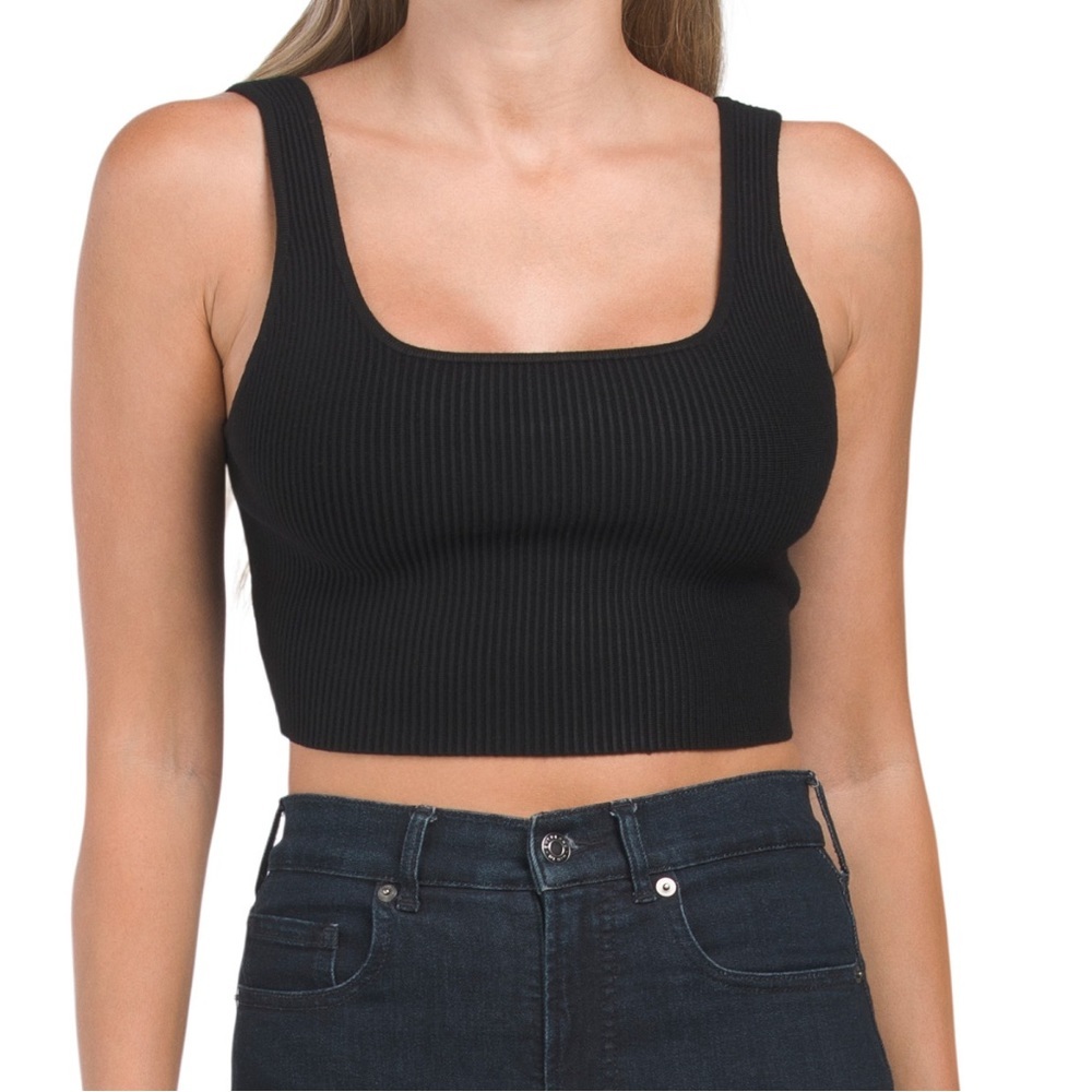 NWT House of Harlow Square Neck Cropped Compression Knit Tank Top Size Large - Picture 5 of 6